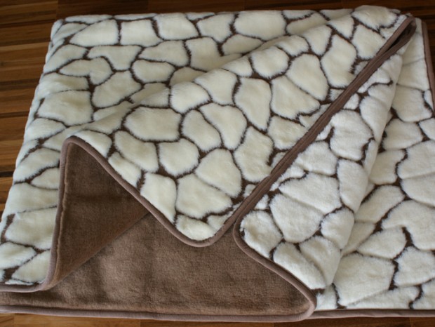 0284 Kołdra z wełny Camel Ciemny + Kaszmir Żyrafa 140x200