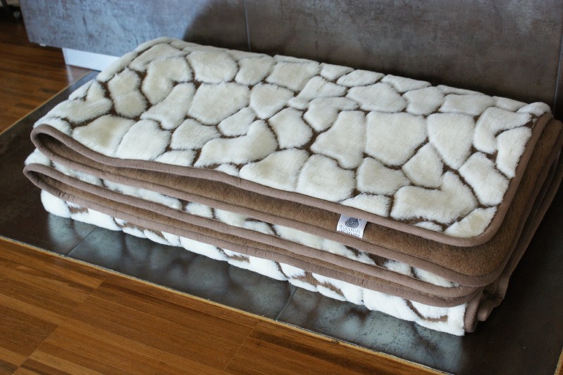 0286 Kołdra z wełny Camel Ciemny + Kaszmir Żyrafa 140x200