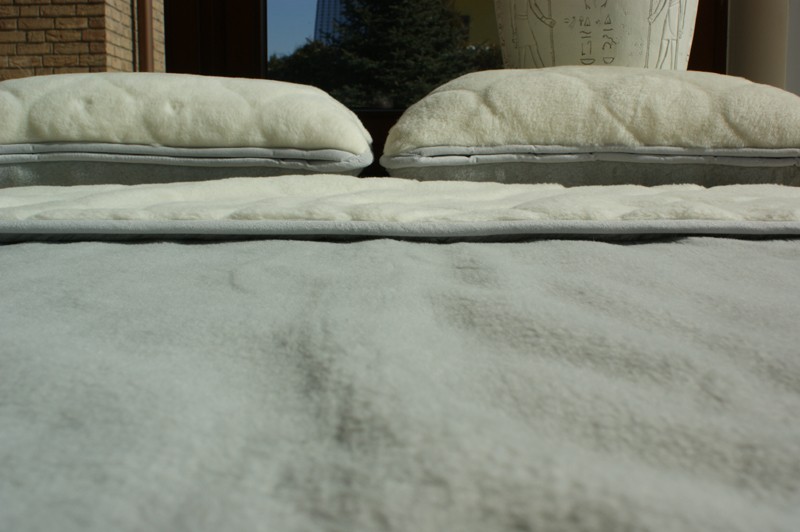 Pościel z wełny Alpaki Silver Kaszmir Caro 220x200 + Podkład wełniany