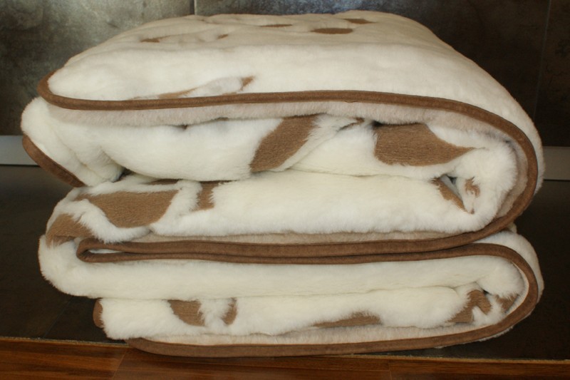 0515 Pościel z wełny Camel Jasny + Kaszmir Róża Brąz 140x200 + Materac wełniany