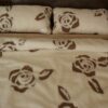 0516 Pościel z wełny Camel Jasny + Kaszmir Róża Brąz 140x200 + Materac wełniany
