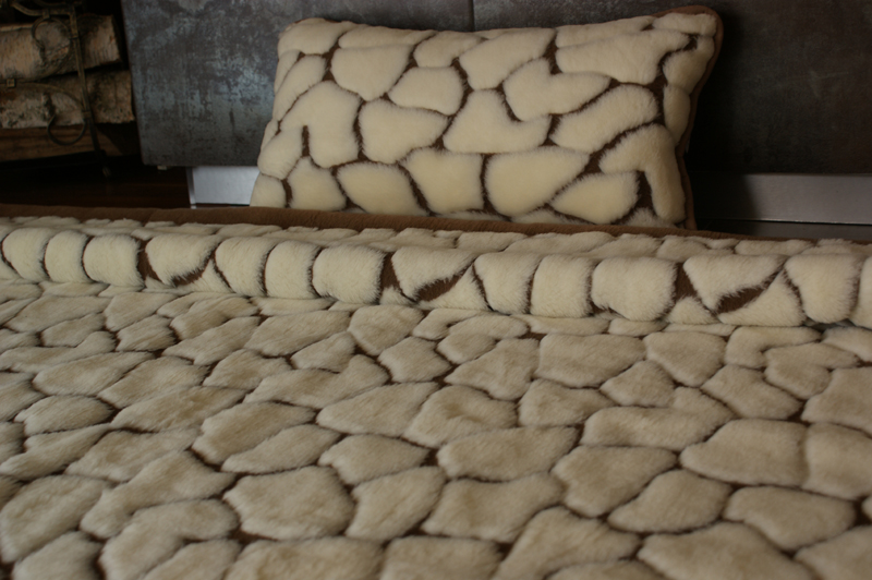 Pościel z wełny Camel Ciemny + Kaszmir Żyrafa 140x200 + Materac wełniany
