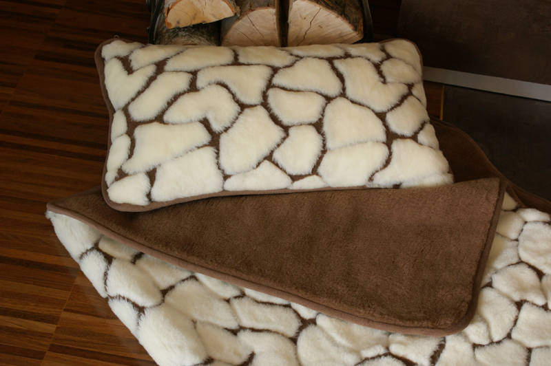 Pościel z wełny Camel Ciemny + Kaszmir Żyrafa 140x200 + Materac wełniany
