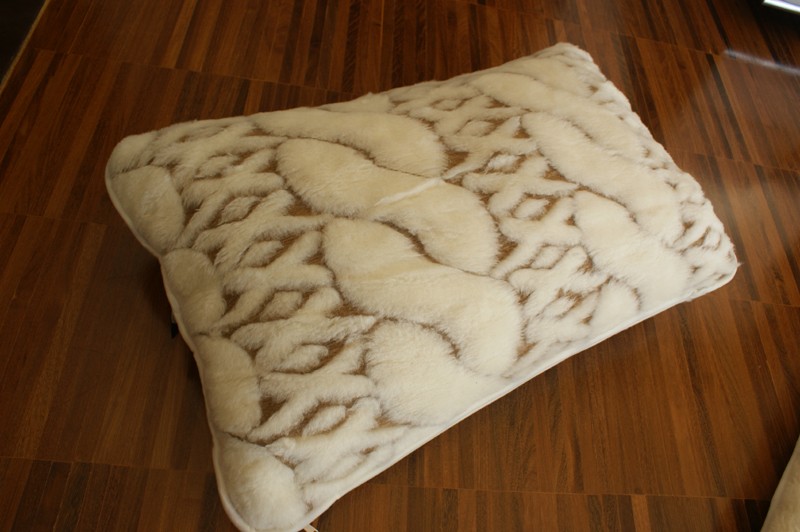 Poduszka wełniana Kaszmir Gładki + Camel Warkocz Biały 140x200