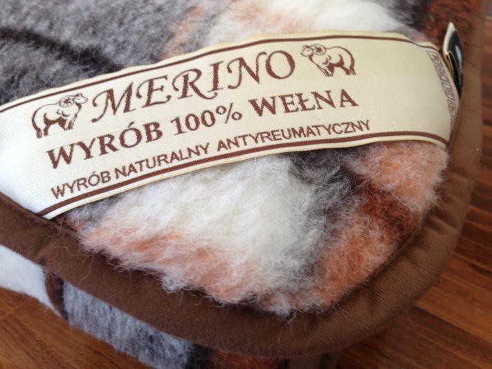 1702 Koc wełniany Merynos Krata Kasztan 160x200