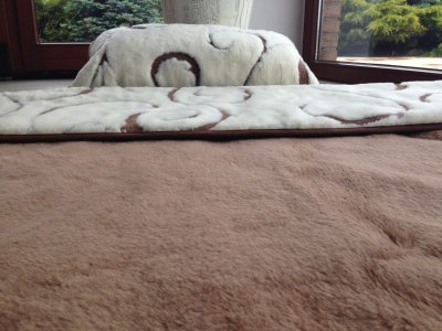 zdjecie-glowne-7425 Pościel z wełny Camel Ciemny + Kaszmir Luna 140x200 + Materac wełniany