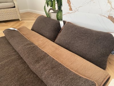 Pościel z wełny Merynos Syberia Dziki Brąz + Camel Ciemny 220x200