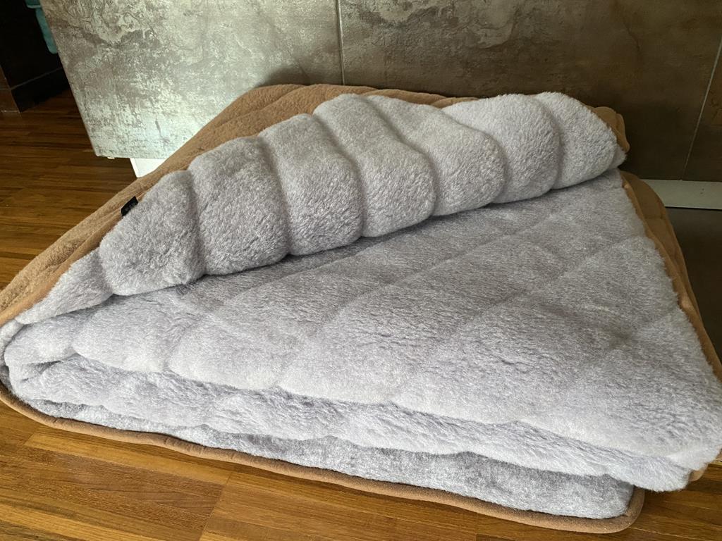 Kołdra z wełny Alpaki Silver Pasy Camel Ciemny Pasy 160x200