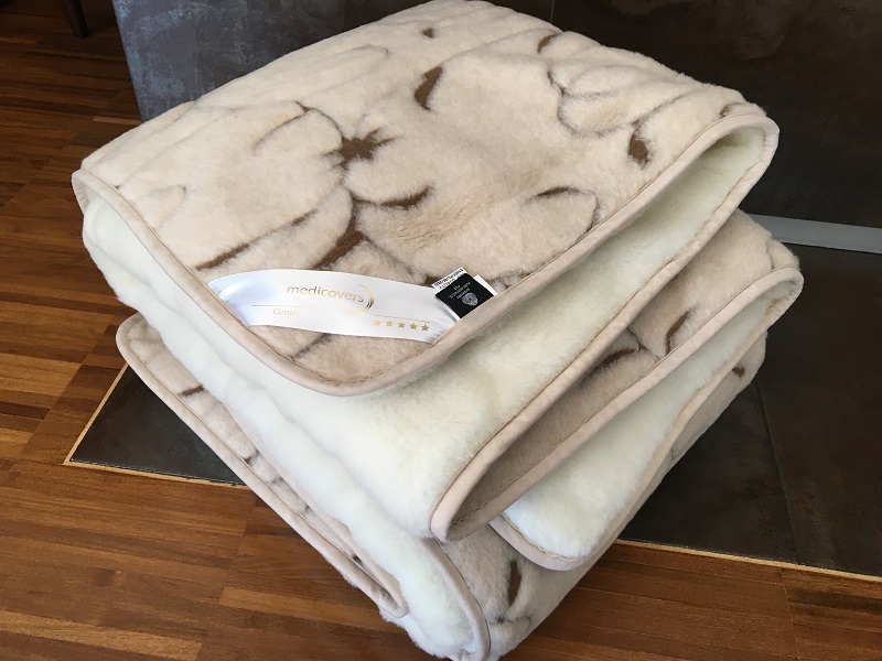 Kołdra z wełny Camel Jasny Rampicanti + Kaszmir Caro 200x200