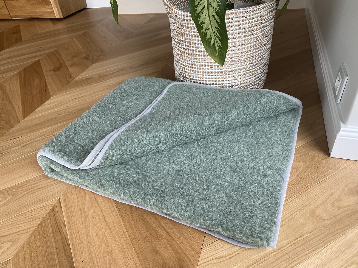 Koc wełniany Merynos Tumbler Oliwkowa Zieleń 140x200