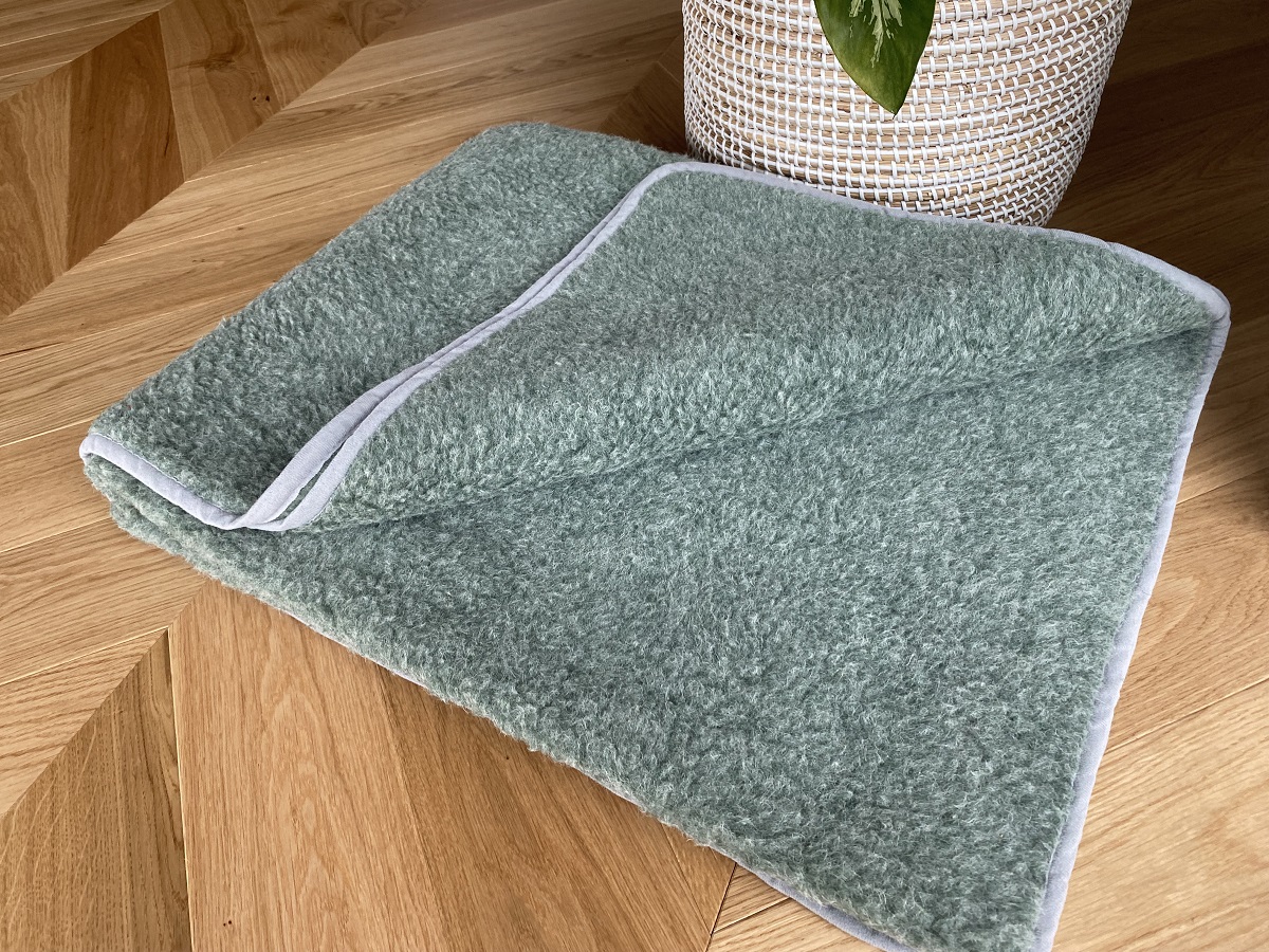 Koc wełniany Merynos Tumbler Oliwkowa Zieleń 140x200