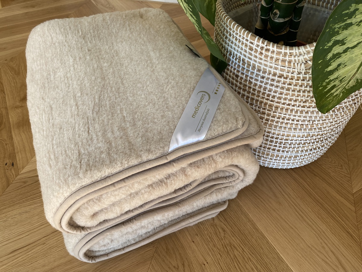 Koc wełniany Merynos Kawa z Mlekiem Syberia 140x200