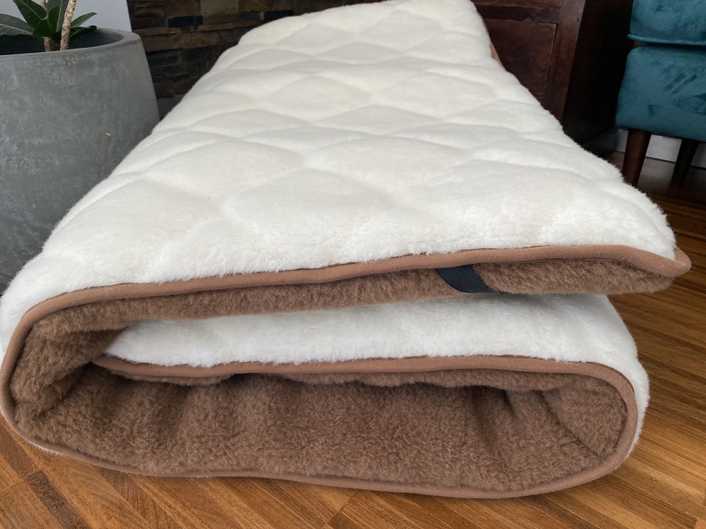 Materac z wełny Kaszmir Caro + Camel Ciemny Mega Gruby 220x200