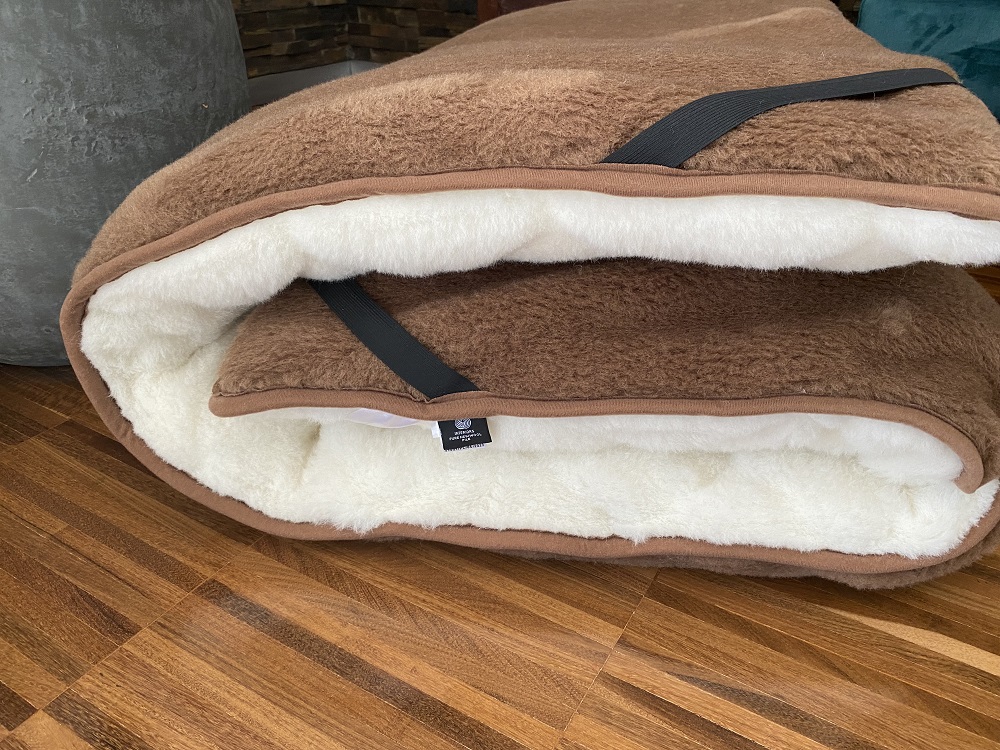 Materac z wełny Kaszmir Caro + Camel Ciemny Mega Gruby 220x200