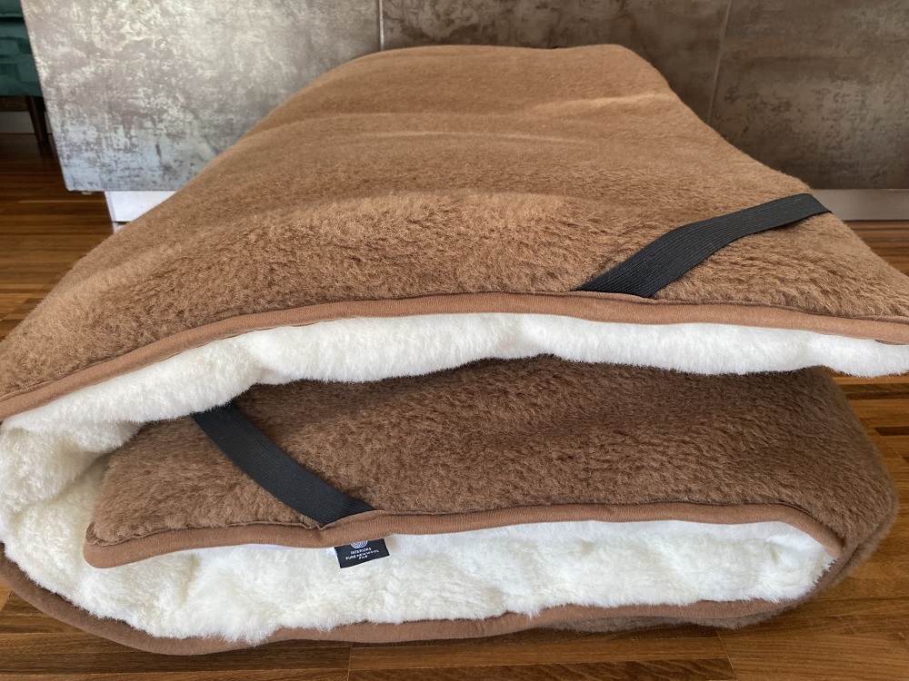Materac z wełny Kaszmir Caro + Camel Ciemny Mega Gruby 220x200