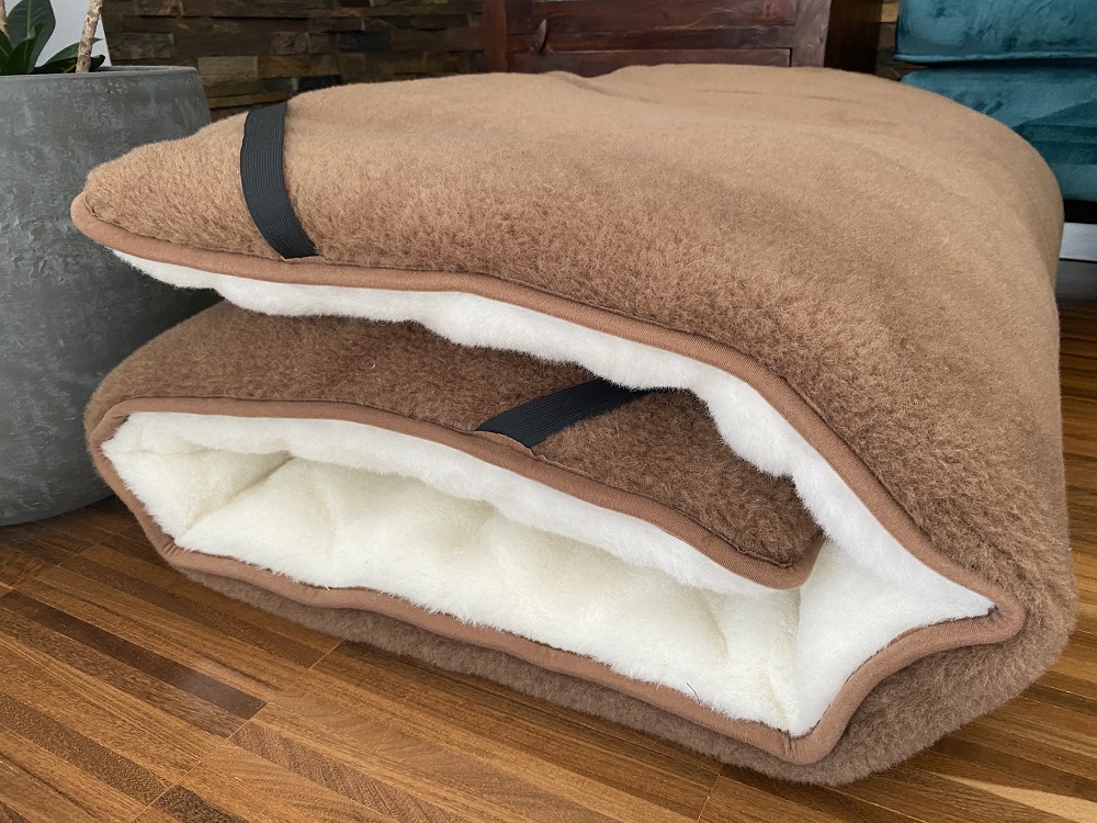 Materac z wełny Kaszmir Caro + Camel Ciemny Mega Gruby 220x200