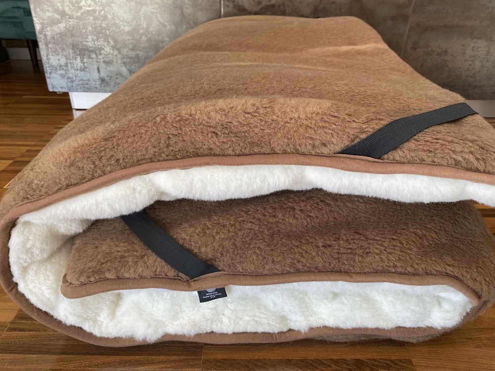 Materac z wełny Kaszmir Caro + Camel Ciemny Mega Gruby 220x200