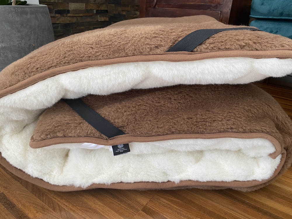 Materac z wełny Kaszmir Caro + Camel Ciemny Mega Gruby 220x200