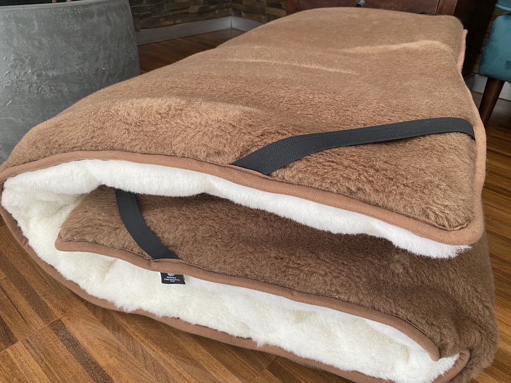 Materac z wełny Kaszmir Caro + Camel Ciemny Mega Gruby 220x200