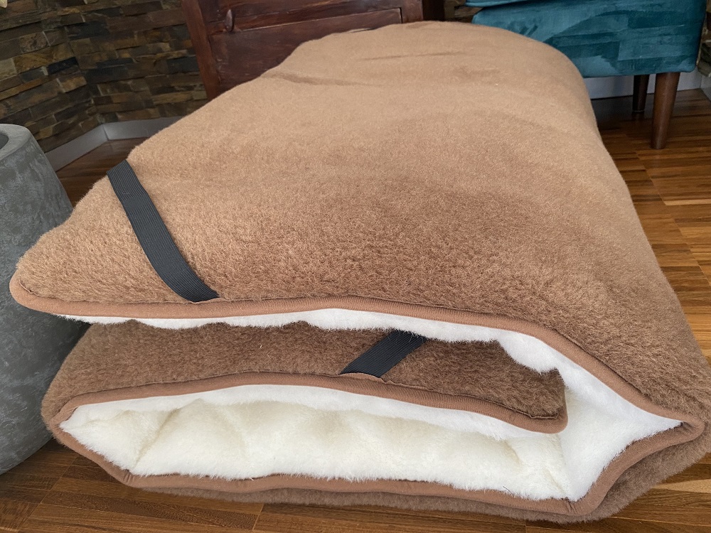 Materac z wełny Kaszmir Caro + Camel Ciemny Mega Gruby 220x200
