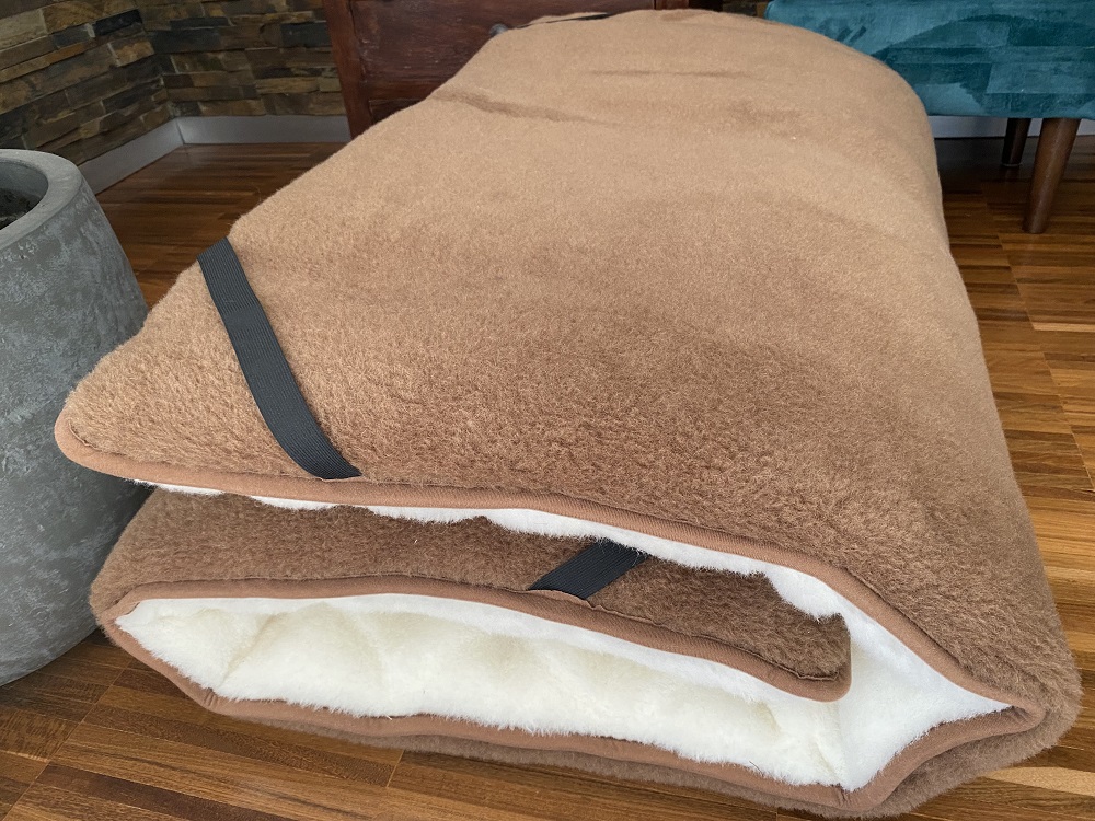 Materac z wełny Kaszmir Caro + Camel Ciemny Mega Gruby 220x200