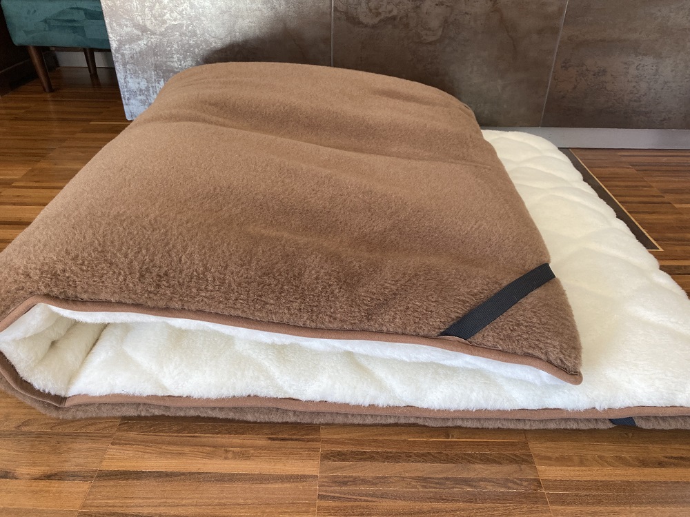Materac z wełny Kaszmir Caro + Camel Ciemny Mega Gruby 220x200
