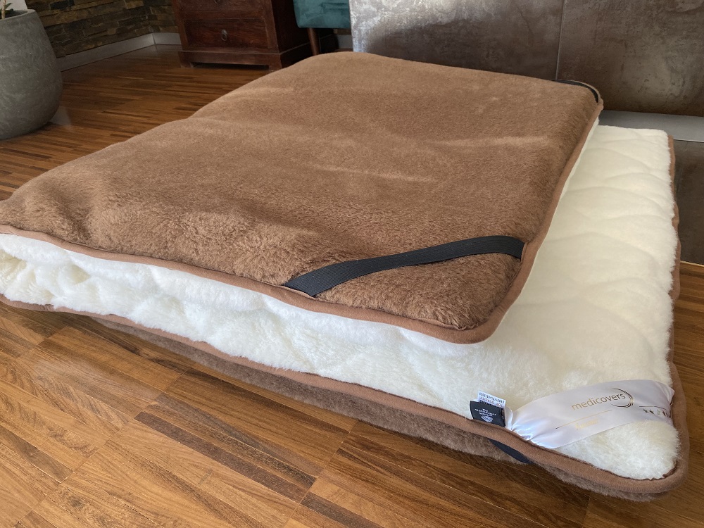 Materac z wełny Kaszmir Caro + Camel Ciemny Mega Gruby 220x200