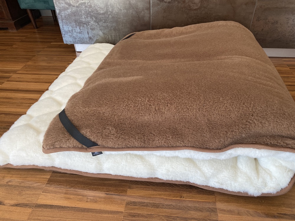 Materac z wełny Kaszmir Caro + Camel Ciemny Mega Gruby 220x200