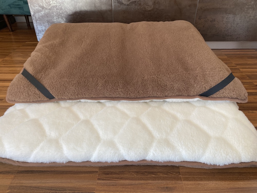 Materac z wełny Kaszmir Caro + Camel Ciemny Mega Gruby 220x200