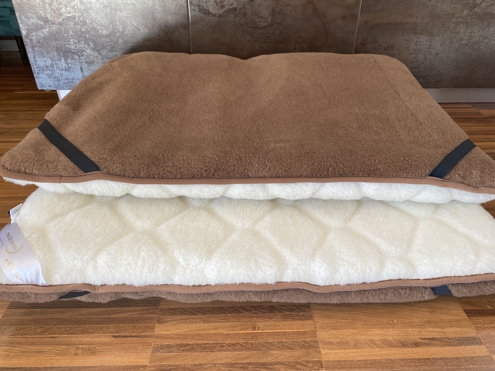 Materac z wełny Kaszmir Caro + Camel Ciemny Mega Gruby 220x200