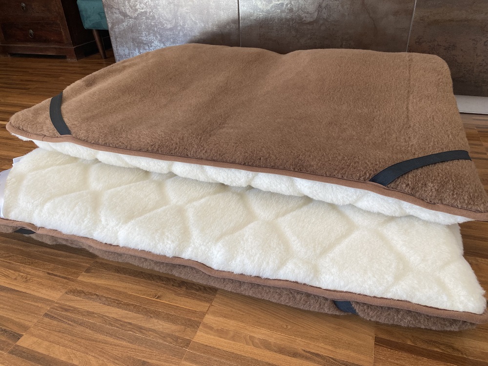 Materac z wełny Kaszmir Caro + Camel Ciemny Mega Gruby 220x200