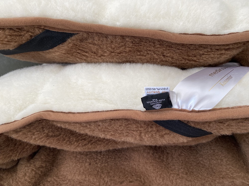Materac z wełny Kaszmir Caro + Camel Ciemny Mega Gruby 220x200
