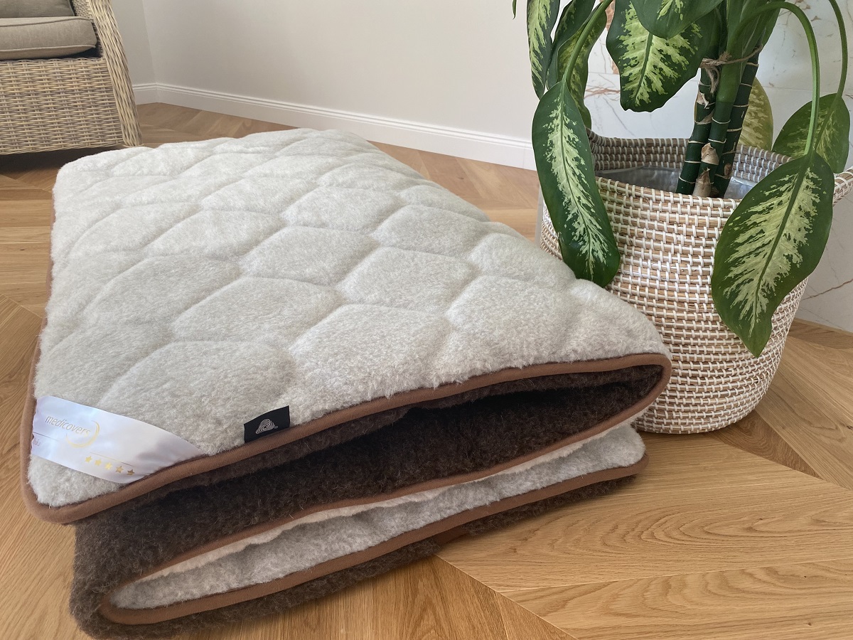 Materac z wełny Merynos Syberia Dziki Brąz Alpaka Silver Caro 180x200