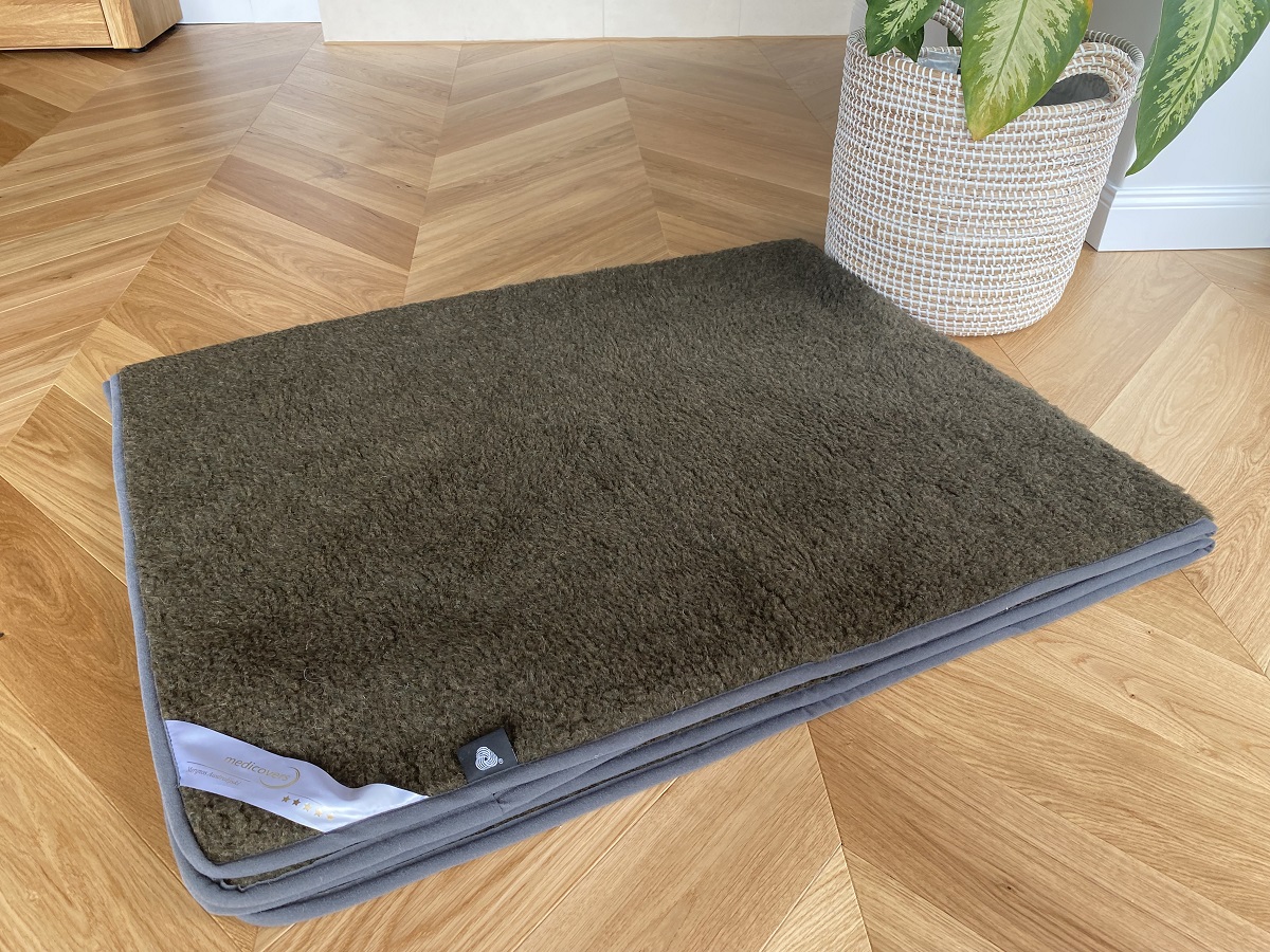 Podkład z wełny Merynos Tumbler Wojskowy Zielony  90x200
