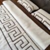 Pościel z wełny Camel Ciemny + Merynos Tumbler Greka 160x200 + Podkład wełniany