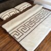 Pościel z wełny Camel Ciemny + Merynos Tumbler Greka 160x200 + Podkład wełniany