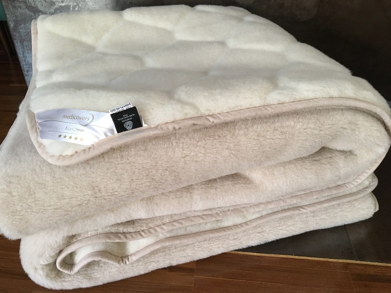 Pościel z wełny Camel Jasny + Kaszmir Caro 160x200 + Materac wełniany