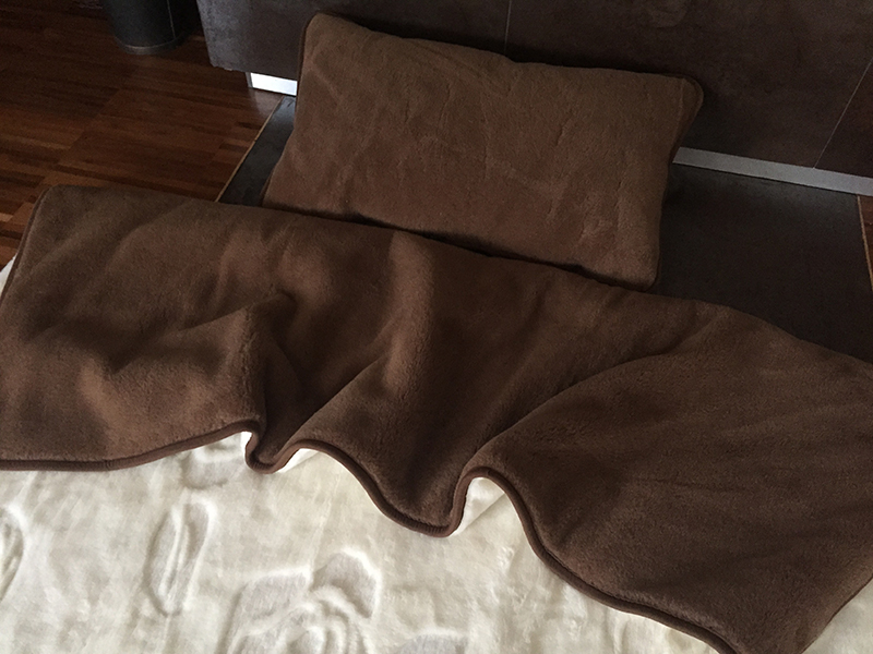 9 Pościel z wełny Camel Ciemny + Kaszmir Róża 140x200 + Materac wełniany