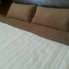 17 Pościel z wełny Camel Ciemny + Kaszmir Pasy 180x200 + Materac wełniany