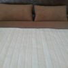 26 Pościel z wełny Camel Ciemny + Kaszmir Pasy 180x200 + Materac wełniany