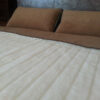 41 Pościel z wełny Camel Ciemny + Kaszmir Pasy 180x200 + Materac wełniany