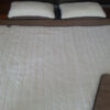 6 Pościel z wełny Camel Ciemny + Kaszmir Pasy 180x200 + Materac wełniany