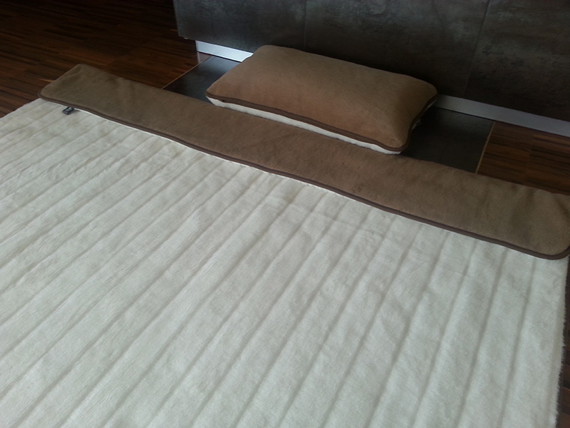 poj22 Pościel z wełny Camel Ciemny + Kaszmir Pasy 140x200
