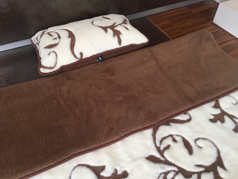 Pościel z wełny Camel Ciemny + Kaszmir Szlachecki 140x200 + Podkład wełniany