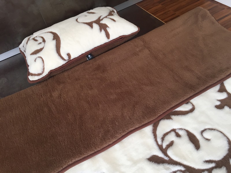 Pościel z wełny Camel Ciemny + Kaszmir Szlachecki 140x200 + Podkład wełniany
