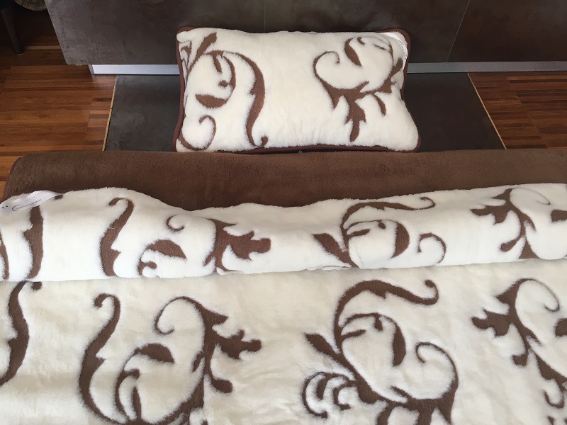 Pościel z wełny Camel Ciemny + Kaszmir Szlachecki 140x200 + Podkład wełniany
