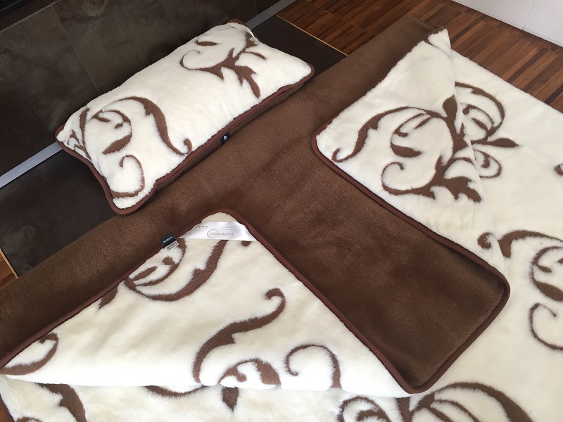 Pościel z wełny Camel Ciemny + Kaszmir Szlachecki 140x200 + Podkład wełniany