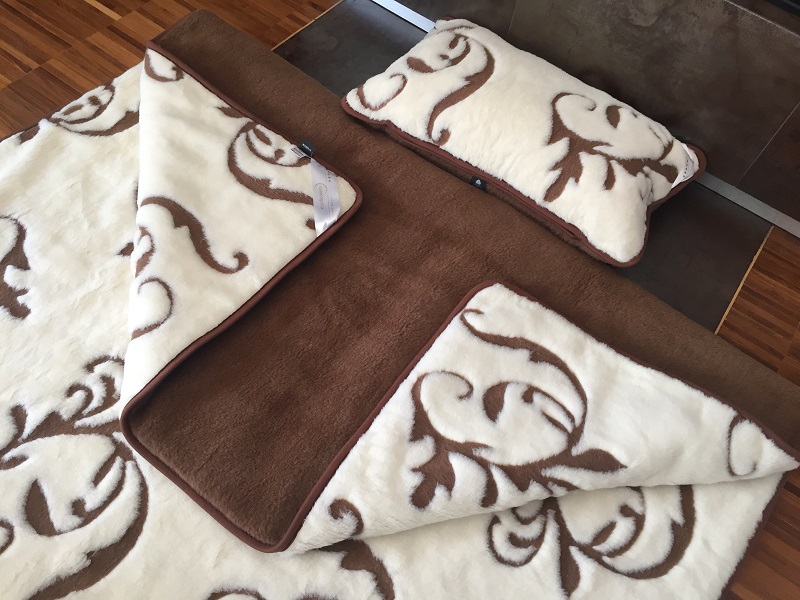 Pościel z wełny Camel Ciemny + Kaszmir Szlachecki 140x200 + Podkład wełniany