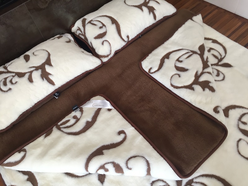 Pościel z wełny Camel Ciemny + Kaszmir Szlachecki 240x200 + Podkład wełniany