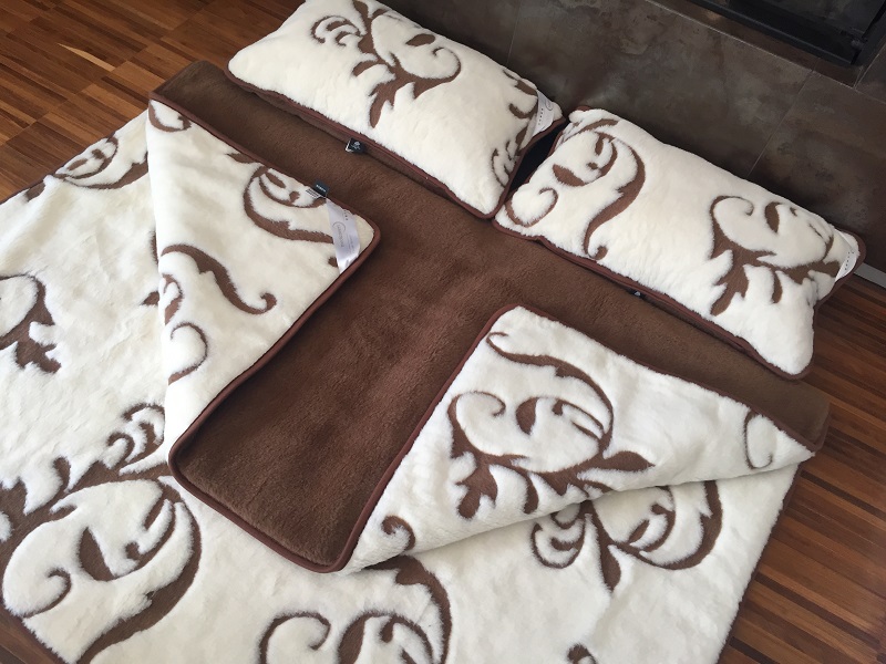Pościel z wełny Camel Ciemny + Kaszmir Szlachecki 240x200 + Podkład wełniany